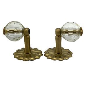 Set of 2 Vintage Brass Glass Door Drawer Kitchen Cabinet Handle Coat Hangar